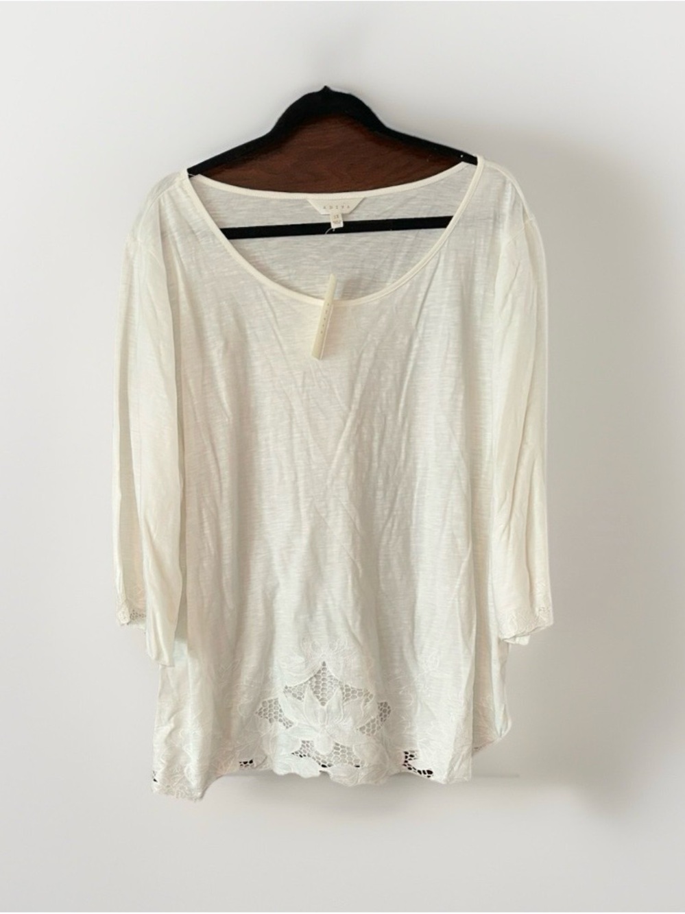 Adiva Cream Crochet-Trim Scoop Neck Tunic